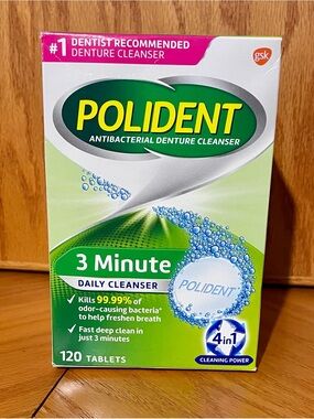 Antibacterial Denture Cleanser Tablets - 3 Minute Daily Clean (120 Tablets)